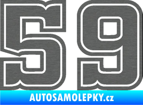 Samolepka Startovní číslo 59 typ 5 škrábaný titan