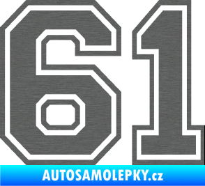 Samolepka Startovní číslo 61 typ 4 škrábaný titan