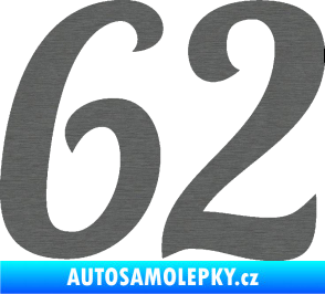 Samolepka Startovní číslo 62 typ 3 škrábaný titan