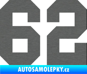 Samolepka Startovní číslo 62 škrábaný titan