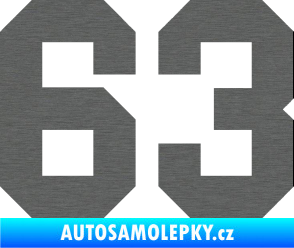Samolepka Startovní číslo 63 škrábaný titan