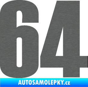 Samolepka Startovní číslo 64 typ 2    škrábaný titan