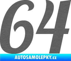 Samolepka Startovní číslo 64 typ 3 škrábaný titan