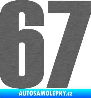 Samolepka Startovní číslo 67 typ 2      škrábaný titan