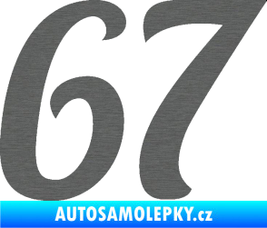 Samolepka Startovní číslo 67 typ 3 škrábaný titan