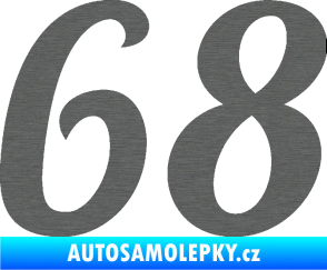 Samolepka Startovní číslo 68 typ 3 škrábaný titan