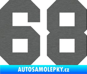 Samolepka Startovní číslo 68 škrábaný titan