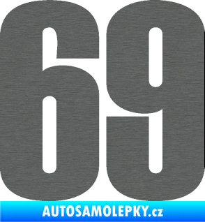 Samolepka Startovní číslo 69 typ 2        škrábaný titan