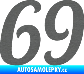 Samolepka Startovní číslo 69 typ 3 škrábaný titan