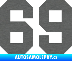 Samolepka Startovní číslo 69 škrábaný titan