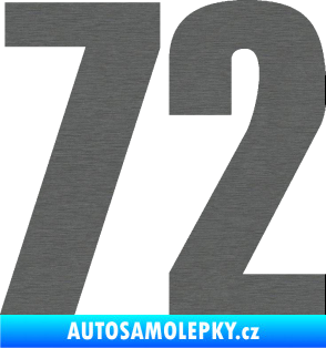 Samolepka Startovní číslo 72 typ 2   škrábaný titan