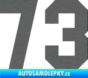 Samolepka Startovní číslo 73 škrábaný titan