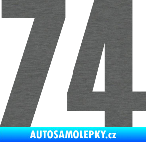Samolepka Startovní číslo 74 typ 2     škrábaný titan