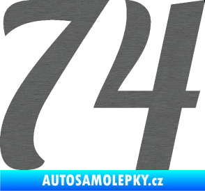 Samolepka Startovní číslo 74 typ 3   škrábaný titan