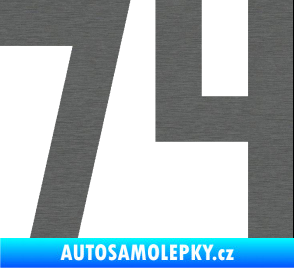 Samolepka Startovní číslo 74 škrábaný titan