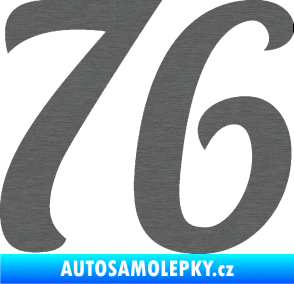 Samolepka Startovní číslo 76 typ 3   škrábaný titan