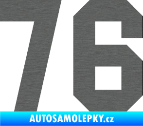 Samolepka Startovní číslo 76 škrábaný titan