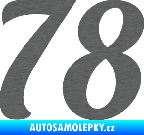 Samolepka Startovní číslo 78 typ 3   škrábaný titan