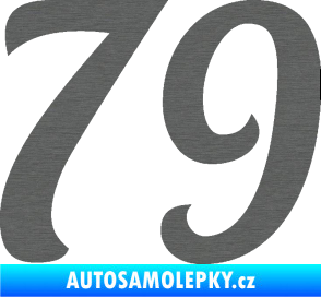 Samolepka Startovní číslo 79 typ 3   škrábaný titan