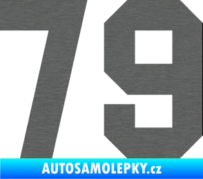 Samolepka Startovní číslo 79 škrábaný titan