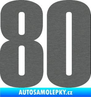 Samolepka Startovní číslo 80 typ 2           škrábaný titan
