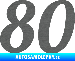Samolepka Startovní číslo 80 typ 3   škrábaný titan