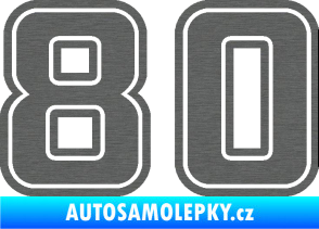 Samolepka Startovní číslo 80 typ 5 škrábaný titan