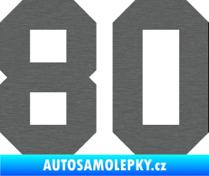 Samolepka Startovní číslo 80 škrábaný titan