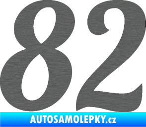Samolepka Startovní číslo 82 typ 3   škrábaný titan