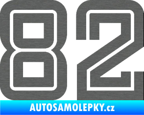 Samolepka Startovní číslo 82 typ 7 škrábaný titan
