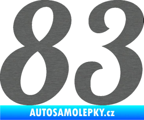 Samolepka Startovní číslo 83 typ 3   škrábaný titan