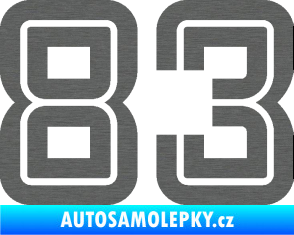 Samolepka Startovní číslo 83 typ 7 škrábaný titan