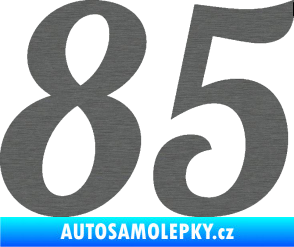 Samolepka Startovní číslo 85 typ 3   škrábaný titan