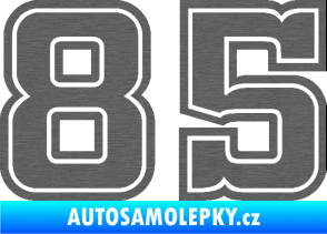 Samolepka Startovní číslo 85 typ 5 škrábaný titan