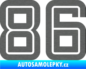 Samolepka Startovní číslo 86 typ 7 škrábaný titan