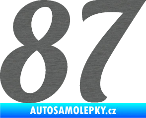 Samolepka Startovní číslo 87 typ 3   škrábaný titan