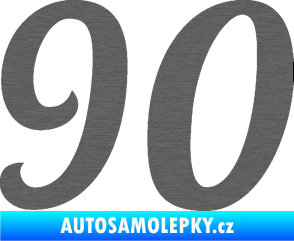 Samolepka Startovní číslo 90 typ 3   škrábaný titan