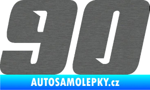 Samolepka Startovní číslo 90 typ 6 škrábaný titan