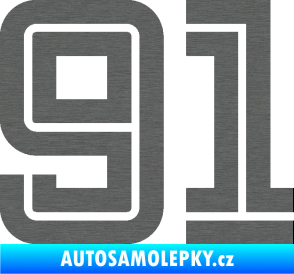 Samolepka Startovní číslo 91 typ 7 škrábaný titan