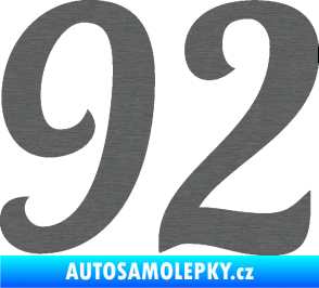 Samolepka Startovní číslo 92 typ 3   škrábaný titan