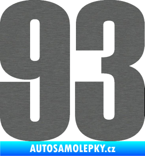 Samolepka Startovní číslo 93 typ 2   škrábaný titan