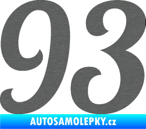 Samolepka Startovní číslo 93 typ 3   škrábaný titan