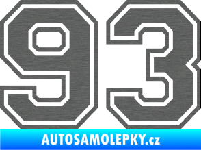 Samolepka Startovní číslo 93 typ 4 škrábaný titan