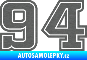 Samolepka Startovní číslo 94 typ 5 škrábaný titan