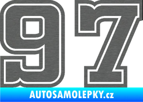 Samolepka Startovní číslo 97 typ 5 škrábaný titan