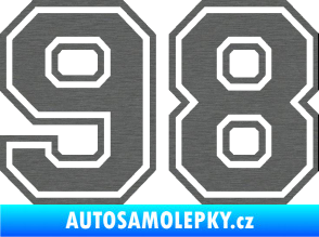 Samolepka Startovní číslo 98 typ 4 škrábaný titan