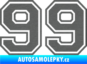 Samolepka Startovní číslo 99 typ 4 škrábaný titan