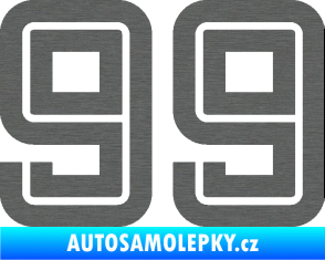 Samolepka Startovní číslo 99 typ 7 škrábaný titan