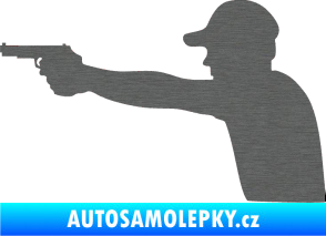 Samolepka Střelec silueta 001 levá škrábaný titan