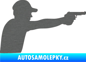 Samolepka Střelec silueta 001 pravá škrábaný titan
